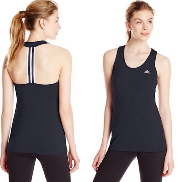 adidas Tops - Adidas Derby Stripe T-Back Tank Charcoal Grey Size Small